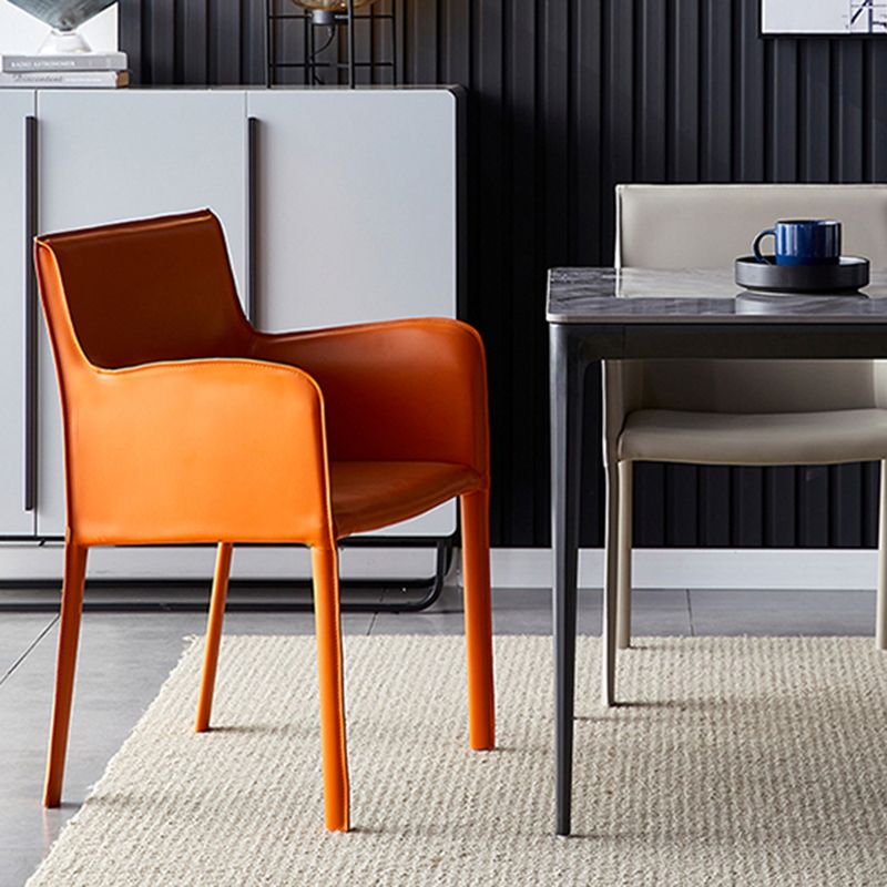Leather Dining Armchair Upholstered Arm Single Chair with Metal Legs Clearhalo ' kitchen&dining_furn' 'Dining Chairs' 'Dining Tables & Seating' 'dining_chair' 'furn' 'furn_dining_chair' 'Furniture' 'furniture_dining_chair' 'Kitchen & Dining Furniture' 'kitchen' 1200x1200_5ac288dd-871e-4f24-b650-301e242f228a