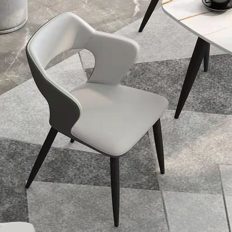 Faux Leather Modern Indoor Side Chair Matte Finish Open Back Dining Chair