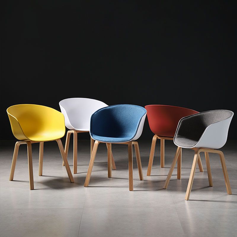 Contemporary Style Dining Chair Arm Side Chairs with Wooden Legs Clearhalo 'Dining Chairs' 'Dining Tables & Seating' 'dining_chair' 'Furniture' 'furniture_dining_chair' 'Kitchen & Dining Furniture' 1200x1200_5ac3d7a6-c62e-45b9-8ed6-34fa84e680e3