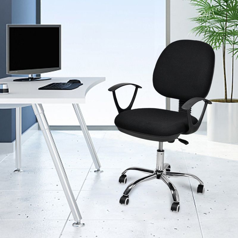 Contemporary Swivel Chair Microfiber Black Task Office Chair Clearhalo 'furn' 'furn_office_chair' 'Furniture' 'Office Chairs' 'Office Furniture' 'office_chair' 1200x1200_5ac3f6aa-a145-4d8b-ac3c-e448ded4db26