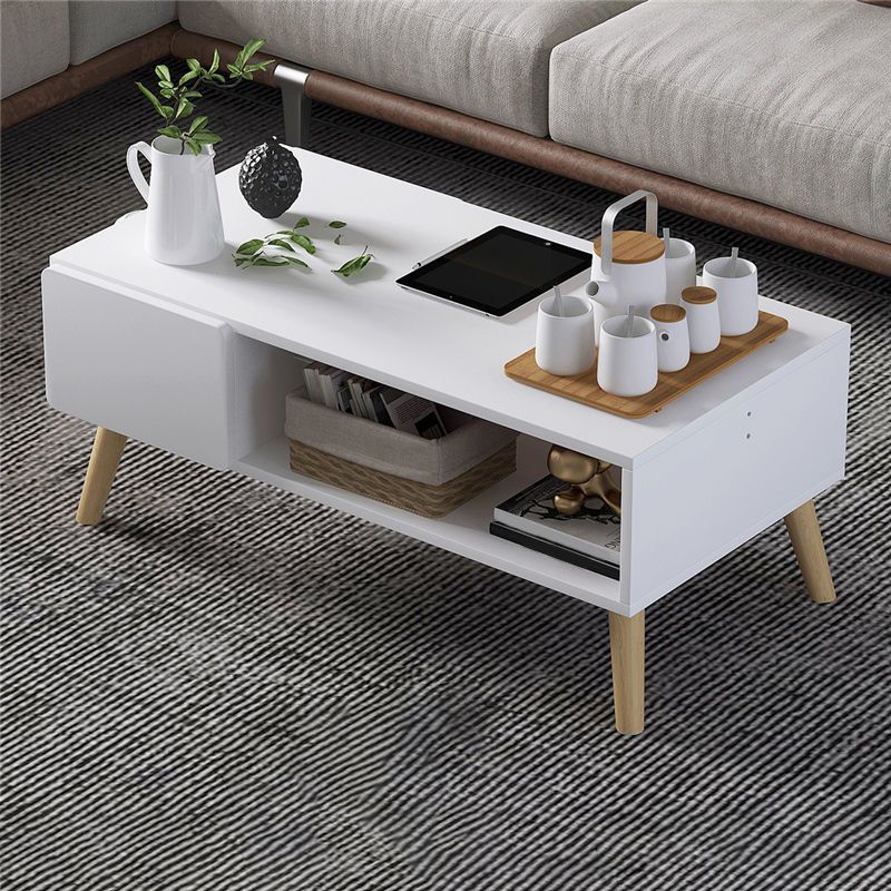 16.53"H Rectangle Wood Coffee Table 4 Legs Cocktail Table with Storage Clearhalo 'Coffee & Accent Tables' 'Coffee Tables' 'coffee_tables' 'furn' 'furn_coffee_tables' 'Furniture' 'Living Room Furniture' 1200x1200_5ac4ddd6-efc7-48e4-885b-2e2c21a327b9