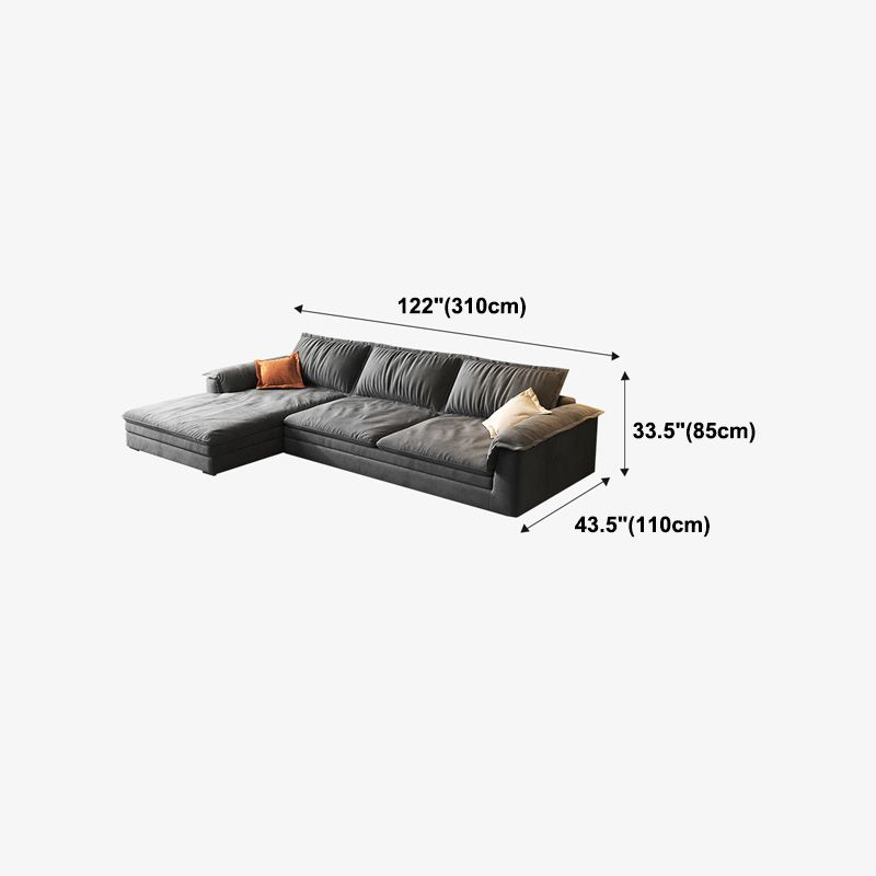Dark Gray Faux Leather Sofa/Sectional Stain-Resistant Sofa for Living Room