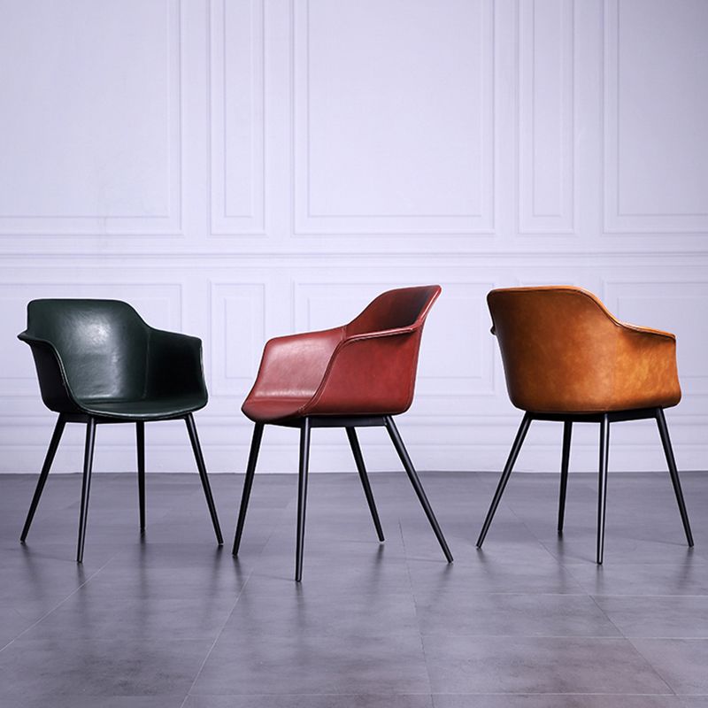 Industrial Metal Dining Room Armchair Upholstered Side Leather Chairs for Home Use Clearhalo ' kitchen&dining_furn' 'Dining Chairs' 'Dining Tables & Seating' 'dining_chair' 'Furniture' 'furniture_dining_chair' 'Kitchen & Dining Furniture' 'kitchen' 1200x1200_5acb9e90-d4c9-43b1-ae88-4ae18b02141f