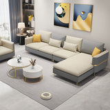 Modern Style Sofa & Chaise Faux Leather Sectional with Bolster Pillows
