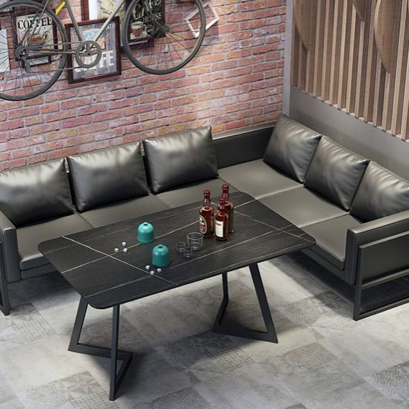 Metal Industrial Rectangle Indoor Table Sintered Stone Table for Kitchen and Dining Room Clearhalo ' dining_table' 'Dining Tables & Seating' 'Dining Tables' 'furn' 'furn_dining_table' 'Furniture' 'furniture_dining_table' 'Kitchen & Dining Furniture' 'kitchen&dining_furn' 'kitchen' 'kitchen_dining_table' 1200x1200_5ad104be-3ed9-4470-b511-8f709a0dd68d