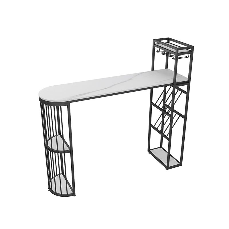 Glam Stone Indoor Bar Dining Table Iron Double Pedestal Bistro Table with Shelve Clearhalo 'Bar Furniture' 'Bar Tables' 'bar_tables' 'furn' 'furn_bar_tables' 'Furniture' 'furniture_bar_tables' 'Kitchen & Dining Furniture' 'kitchen&dining_furn' 'kitchen' 1200x1200_5ad11f90-8eff-48f1-95ac-bc2e58cd20ef