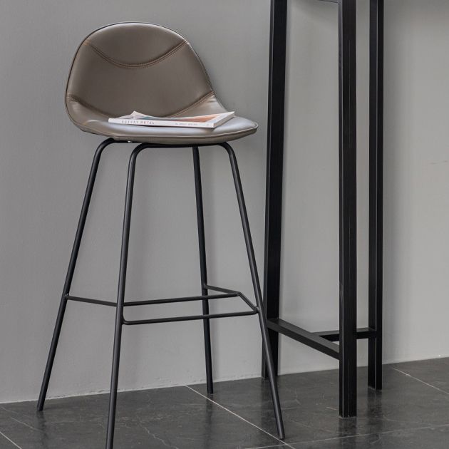 Minimalist Style Leather Counter Stool Low Back Stools with Metal Legs Clearhalo 'Bar Furniture' 'Bar Stools' 'bar_stools' 'furn' 'furn_bar_stools' 'Furniture' 'furniture_bar_stools' 'Kitchen & Dining Furniture' 1200x1200_5ad26caa-17a9-471b-bd33-d021d576b251