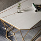 Luxe salontafel met stenen blad, cocktailtafel met metalen frame en plank