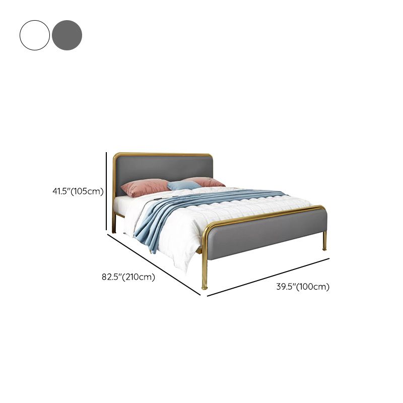 Cama de plataforma glamera marco de hierro cama estándar con cabecera rectangular