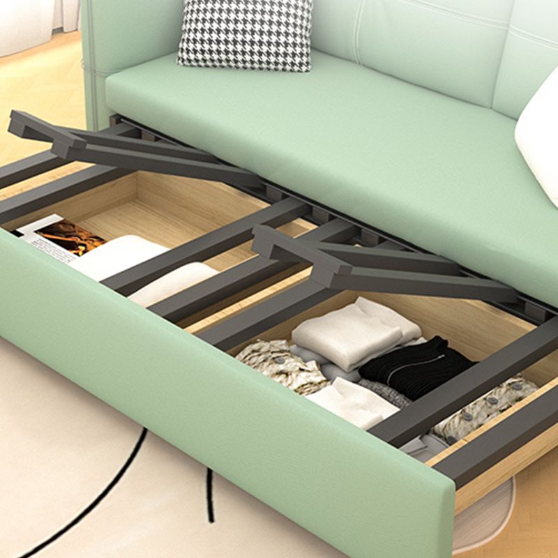 枕バックスカンジナビアスリーパーソファボンドレザーグリーン布団ソファベッド