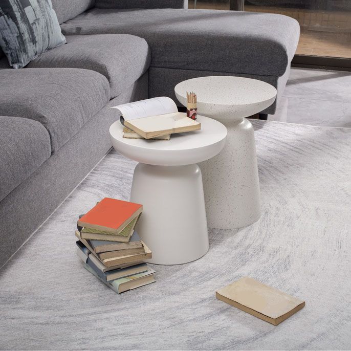 Round White Metal Coffee Table Pedestal 1 Single Cocktail Table Clearhalo 'Coffee & Accent Tables' 'Coffee Tables' 'coffee_tables' 'furn' 'furn_coffee_tables' 'Furniture' 'Living Room Furniture' 1200x1200_5ad7ce59-527e-44bf-8248-f5978fc9689a