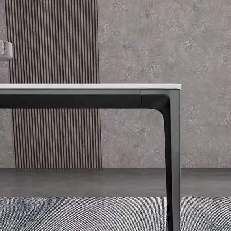 Industrial Rectangle Stone Dining Table Metal 4 Legs Dining Table Clearhalo 'Dining Tables & Seating' 'Dining Tables' 'dining_table' 'furn' 'furn_dining_table' 'Furniture' 'Kitchen & Dining Furniture' 1200x1200_5ad82798-bc15-4b91-b47e-5ec2e6326642