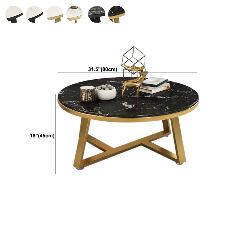 Glam Cross Legs Coffee Table Faux Marble Round Cocktail Table Clearhalo 'Coffee & Accent Tables' 'Coffee Tables' 'coffee_tables' 'furn' 'furn_coffee_tables' 'Furniture' 'Living Room Furniture' 1200x1200_5ad9a868-1b19-4b29-bbc7-d8d887c53e4c