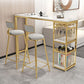 Round Upholstered Dining Stool Low Back Bar Stool with Gold Metal Base
