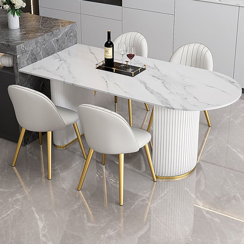 Sintered Stone Dining Table White Traditional Luxury Dining Table Clearhalo 'Dining Tables & Seating' 'Dining Tables' 'dining_table' 'furn' 'furn_dining_table' 'Furniture' 'Kitchen & Dining Furniture' 1200x1200_5add8c32-589f-4d86-93cd-c201ae9cd9e0