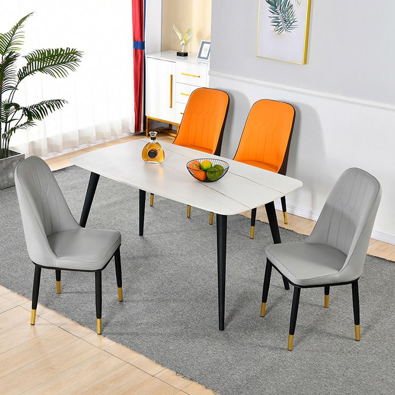 Scandinavian Metal Chairs Set Kitchen Solid Back Dining Side Chair (Set of 4) Clearhalo ' kitchen&dining_furn' 'Dining Chairs' 'Dining Tables & Seating' 'dining_chair' 'furn' 'furn_dining_chair' 'Furniture' 'furniture_dining_chair' 'Kitchen & Dining Furniture' 'kitchen' 1200x1200_5add93ed-64e0-40ab-a427-08bcb4429db7