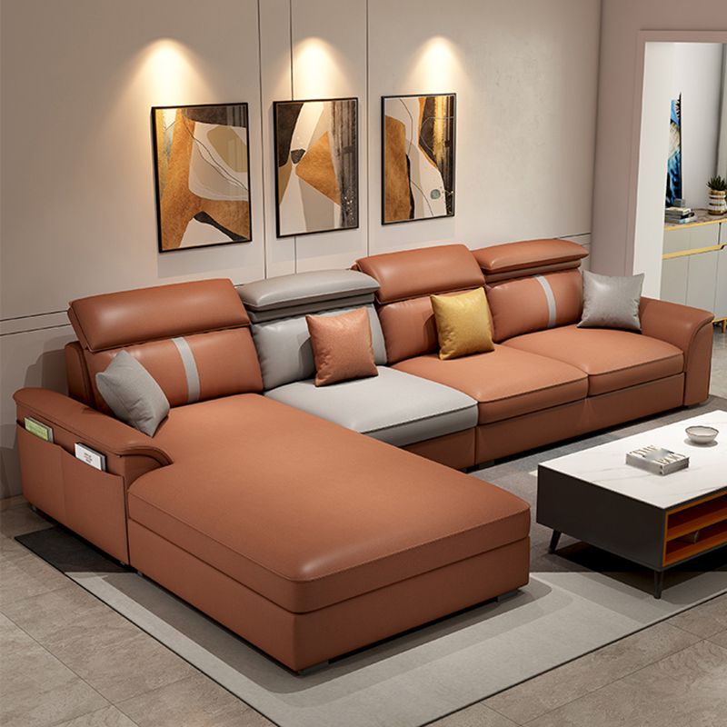 Modern Pillow Top Arm Sofa with Adjustable Bolster Pillows and Storage Bag Clearhalo 'furn' 'furn_sectionals' 'Furniture' 'furniture_sectionals' 'kitchen' 'kitchen_sectionals' 'Living Room Furniture' 'Sectionals' 1200x1200_5adfb8b2-e42f-4591-b4f9-5878b1eddb6e