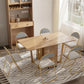 Mesa de comedor rectangular de madera natural, mesa plegable con base de almacenamiento
