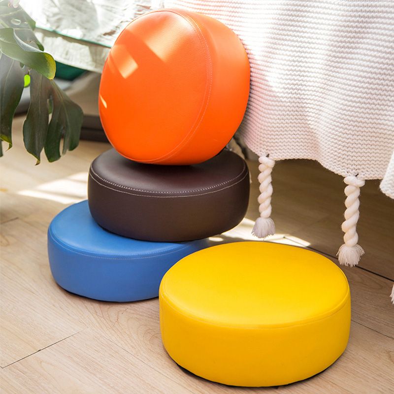Waterbestendig Ottomaanse vaste kleur faux leer rond pouf ottoman