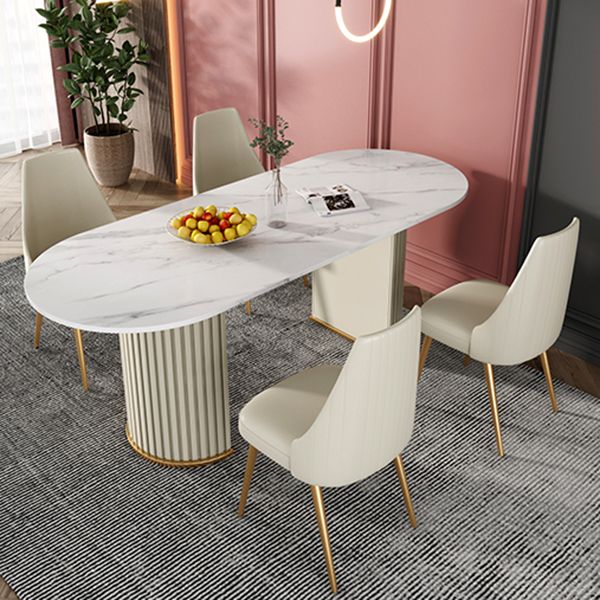 Sintered Stone Luxury Dining Table Traditional Oval Dining Table with Double Pedestal Base Clearhalo ' dining_table' 'Dining Tables & Seating' 'Dining Tables' 'furn' 'furn_dining_table' 'Furniture' 'furniture_dining_table' 'Kitchen & Dining Furniture' 'kitchen&dining_furn' 'kitchen' 'kitchen_dining_table' 1200x1200_5ae27bb5-7829-4e9f-8f76-1bad6d06a217