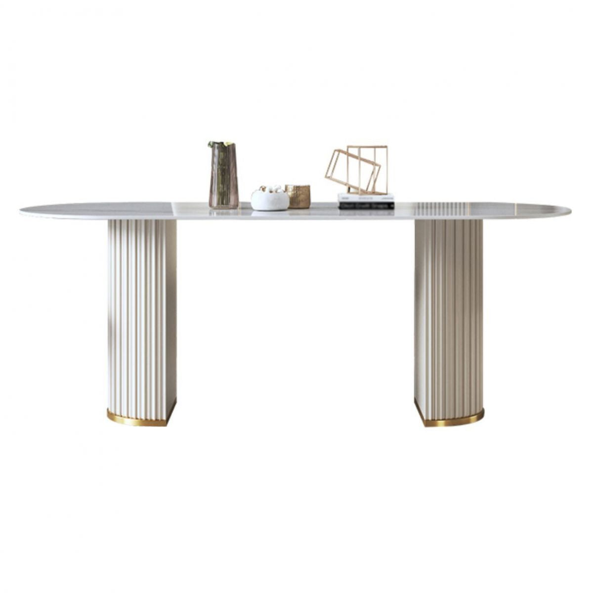Glam Sintered Stone White Dining Table Oval Standard Dining Table for Kitchen Clearhalo ' dining_table' 'Dining Tables & Seating' 'Dining Tables' 'furn' 'furn_dining_table' 'Furniture' 'furniture_dining_table' 'Kitchen & Dining Furniture' 'kitchen&dining_furn' 'kitchen' 'kitchen_dining_table' 1200x1200_5ae319b4-14f4-48bc-afe1-22d25c2b1fca