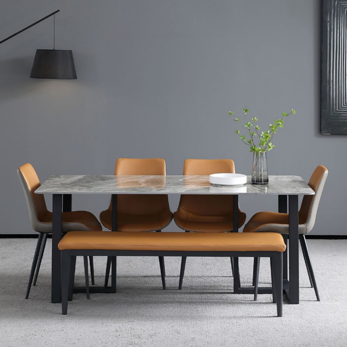 Industrial Grey Table for Restaurant Rectangle Dining Table with Double Pedestal Clearhalo 'Dining Tables & Seating' 'Dining Tables' 'dining_table' 'furn' 'furn_dining_table' 'Furniture' 'furniture_dining_table' 'Kitchen & Dining Furniture' 'kitchen' 'kitchen_dining_table' 1200x1200_5ae4c2e5-2575-4dad-a346-bb5997348b98