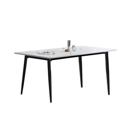 Stone Rectangle Industrial Table Standard Height Dining Table with 4 Legs