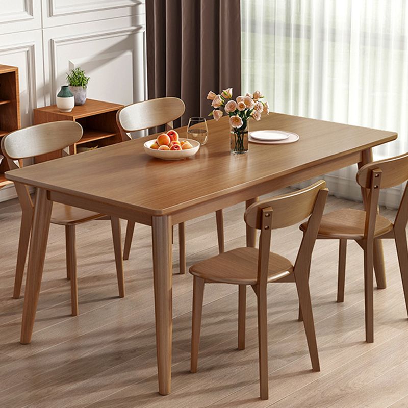Rectangle Modern Dining Table Brown Tone Fixed Table with Rubberwood Solid Wood Clearhalo ' dining_table' 'Dining Tables & Seating' 'Dining Tables' 'furn' 'furn_dining_table' 'Furniture' 'furniture_dining_table' 'Kitchen & Dining Furniture' 'kitchen&dining_furn' 'kitchen' 'kitchen_dining_table' 1200x1200_5aeaa1eb-c15e-48ae-b413-5a4a799f04ee