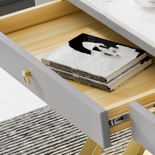 Bureau d'écriture en pierre de style glamour rectangle de bureau en métal pour le bureau