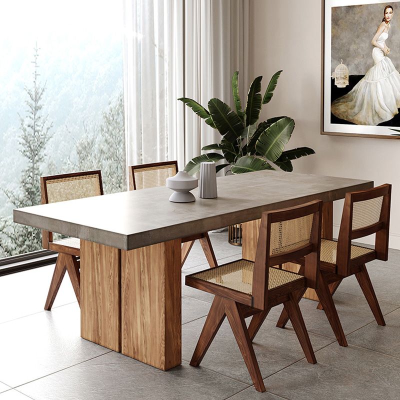 Moderne 1/5-delige eettafelset, rechthoekige grenenhouten eettafel voor de woonkamer