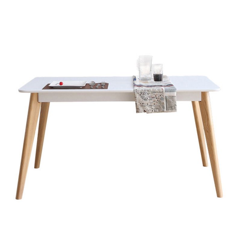 Table à manger rectangulaire à 4 pieds, Table de base moderne en bois de frêne pour cuisine