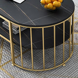 Glam Marble Coffee Cocktail Table Frame Oval Coffee Table with Shelf Clearhalo 'Coffee & Accent Tables' 'Coffee Tables' 'coffee_tables' 'furn' 'furn_coffee_tables' 'Furniture' 'Living Room Furniture' 1200x1200_5aef00b0-c4ae-42d8-b47f-8af829ac35cd
