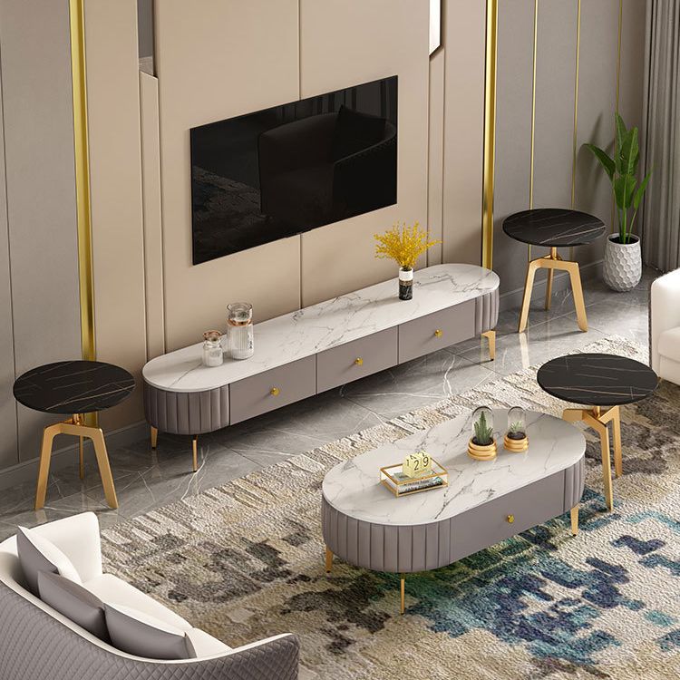 Scandinavian TV Media Stand Stone Enclosed Storage TV Stand Console with Drawers Clearhalo 'furn' 'furn_tv_stands_entertainment_centers' 'Furniture' 'Living Room Furniture' 'TV Stands & Entertainment Centers' 'TV Stands & Media Storage Furniture' 'tv_stands_entertainment_centers' 1200x1200_5aefd864-1496-4b72-9340-ab7071a32602