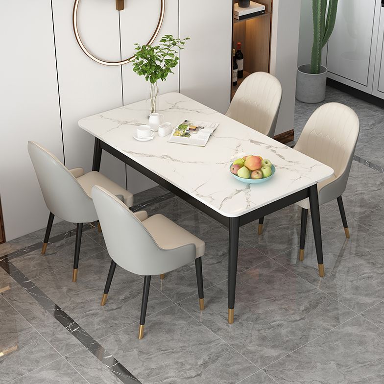 Sintered Stone Dining Table Traditional Luxury 4 Legs Table with Metal Base Clearhalo 'Dining Tables & Seating' 'Dining Tables' 'dining_table' 'furn' 'furn_dining_table' 'Furniture' 'furniture_dining_table' 'Kitchen & Dining Furniture' 'kitchen' 'kitchen_dining_table' 1200x1200_5af07437-4e7c-4916-9ea4-53f531aed111