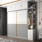 Armadio di stoccaggio bianco e grigio per moderni moderni in legno con porte scorrevoli