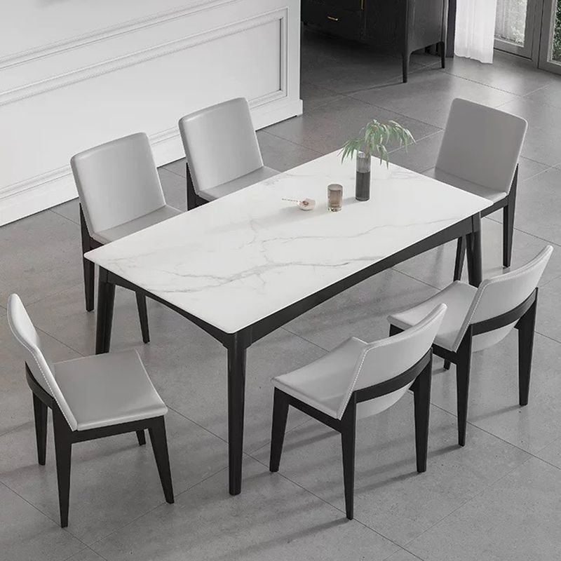 Medieval Modern Sintered Stone Top Dining Table Rectangle Table with 4 Legs Clearhalo 'Dining Tables & Seating' 'Dining Tables' 'dining_table' 'furn' 'furn_dining_table' 'Furniture' 'furniture_dining_table' 'Kitchen & Dining Furniture' 1200x1200_5af43ed3-0780-4fe8-8f4d-e16c6b392665