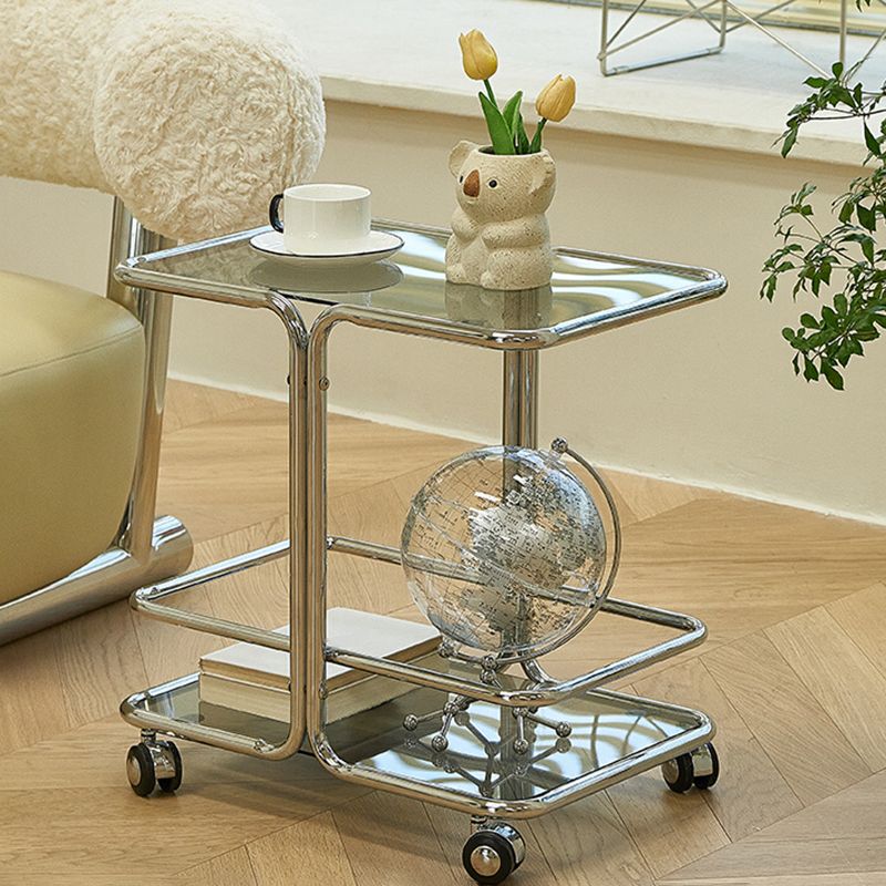 Contemporary Corner Table Double Tier Accent Side Table with Shelf Clearhalo 'Coffee & Accent Tables' 'End & Side Tables' 'end_side_tables' 'furn' 'furn_end_side_tables' 'Furniture' 'Living Room Furniture' 1200x1200_5af5d595-a01d-42a5-8bc8-432b990479d8