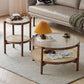 4 Legs Bunching Table with Solid Wood Base Round Coffee Table with Tempered Glass Top Clearhalo 'Coffee & Accent Tables' 'Coffee Tables' 'coffee_tables' 'furn' 'furn_coffee_tables' 'Furniture' 'Living Room Furniture' 1200x1200_5af631bf-cfa6-4e4e-9536-c22f2ce3b103