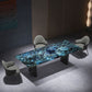Contemporary Style Rectangle Marble Dinner Table with Double Pedestal
