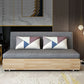 Contemporary Sofa Bed Fabric Wood with Storage Cushion Back Gray Armless Futon Frame