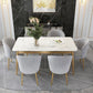 White Stone Top Dining Table Contemporary Rectangle Dining Table with 4 Legs Clearhalo 'Dining Tables & Seating' 'Dining Tables' 'dining_table' 'furn' 'furn_dining_table' 'Furniture' 'Kitchen & Dining Furniture' 1200x1200_5afaa3c3-867c-459a-8a6f-2cb8bd2b0240