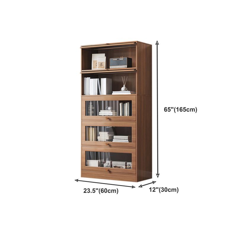 Contemporary Barrister Brown Bookshelf Engineered Wood Closed Back Shelf with Door Clearhalo 'Bookcases' 'furn' 'furn_bookcases' 'Furniture' 'furniture_bookcases' 'kitchen' 'kitchen_bookcases' 'Living Room Furniture' 'Office Furniture' 1200x1200_5afb9c75-26db-47b5-81de-754f66e195be