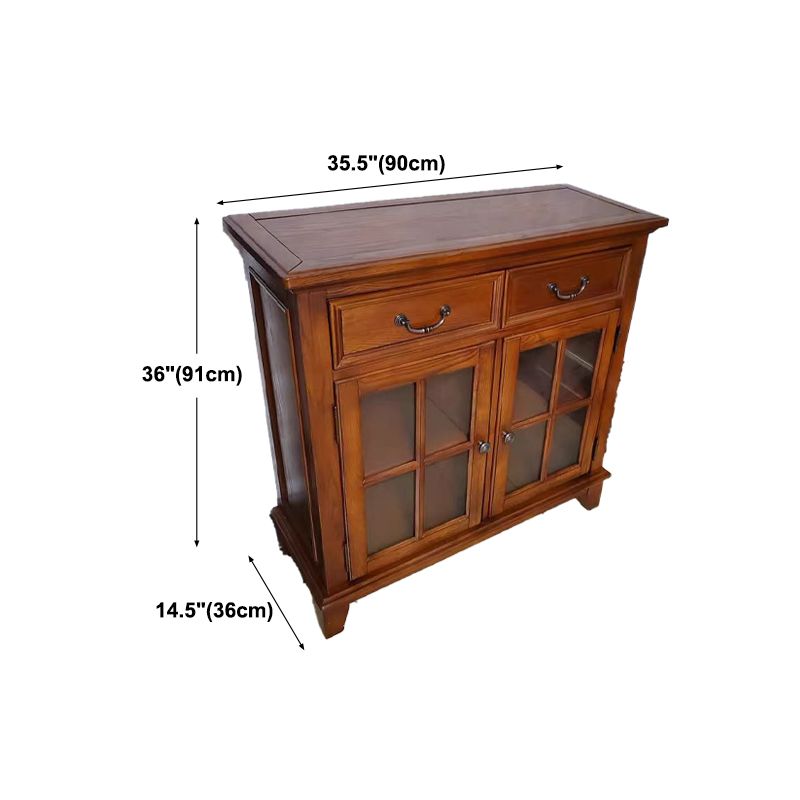 Mesa de madera maciza moderna mesa marrón con puerta y cajón