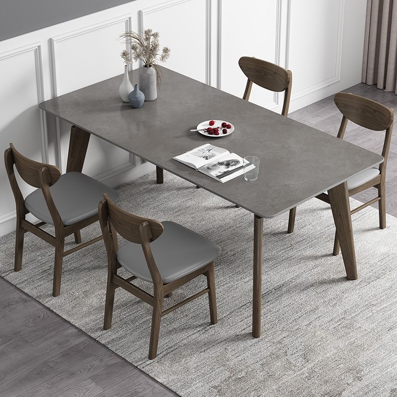 Rectangle Sintered Stone Grey Tone Dining Table Vintage 4 Legs Table for Dining Room Clearhalo ' dining_table' 'Dining Tables & Seating' 'Dining Tables' 'furn' 'furn_dining_table' 'Furniture' 'furniture_dining_table' 'Kitchen & Dining Furniture' 'kitchen&dining_furn' 'kitchen' 'kitchen_dining_table' 1200x1200_5afea47f-57a9-4766-973e-09b86d8da889