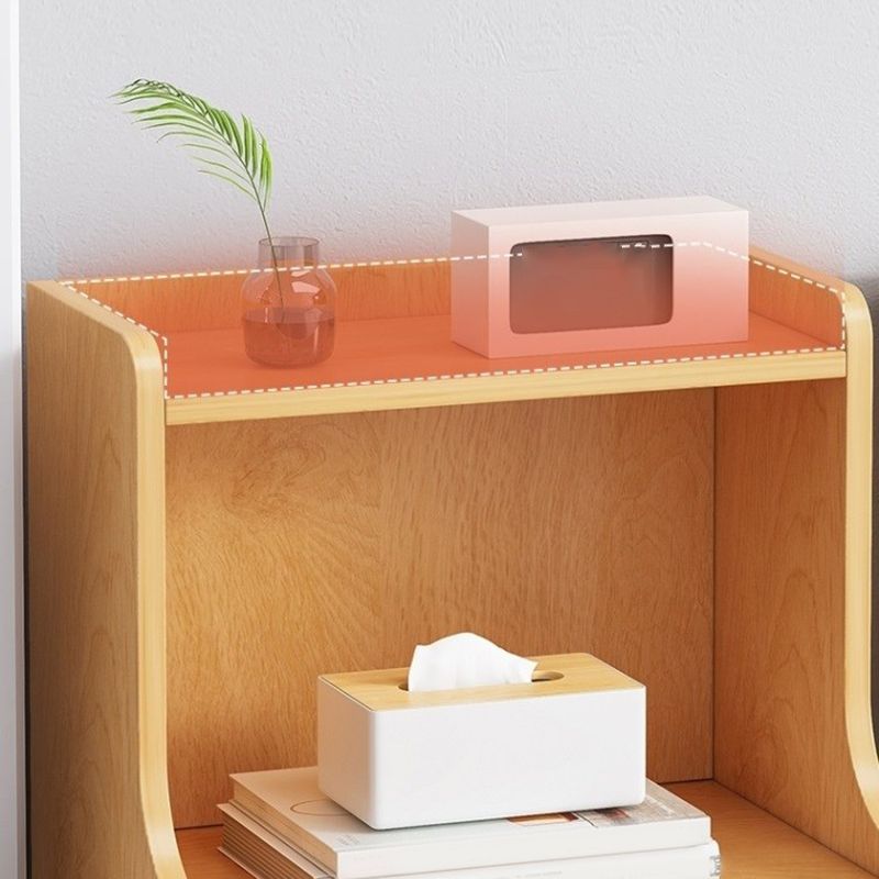 Mesa de madera de imitación moderna Almacenamiento abierto de 1 estante de noche con cajón