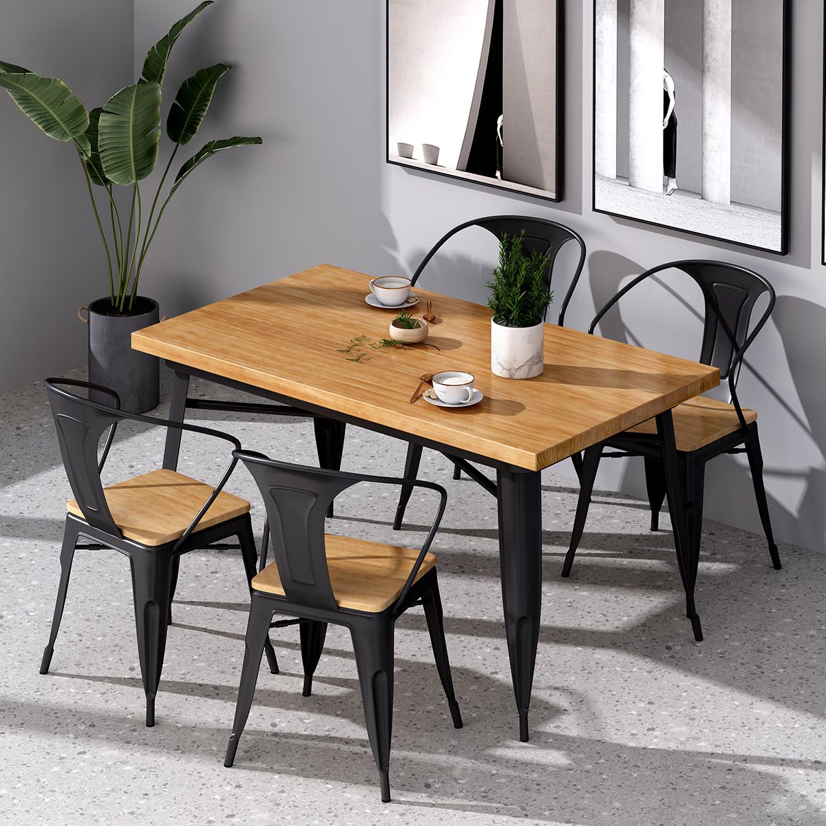 Industrial Style Solid Wood Dining Table Brown Table with Black Frame for Dinning Room Clearhalo ' dining_table' 'Dining Tables & Seating' 'Dining Tables' 'furn' 'furn_dining_table' 'Furniture' 'furniture_dining_table' 'Kitchen & Dining Furniture' 'kitchen&dining_furn' 'kitchen' 'kitchen_dining_table' 1200x1200_5afef989-630c-47bb-9b18-2995718f50a8