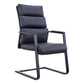 Silla de escritorio moderna sin ruedas, silla con respaldo alto negra de piel sintética