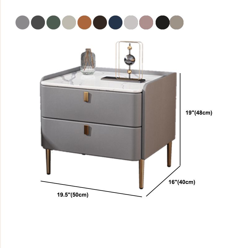 Nightand de lit de luxe léger 2 tiroirs table de nuit avec des jambes pour chambre à coucher