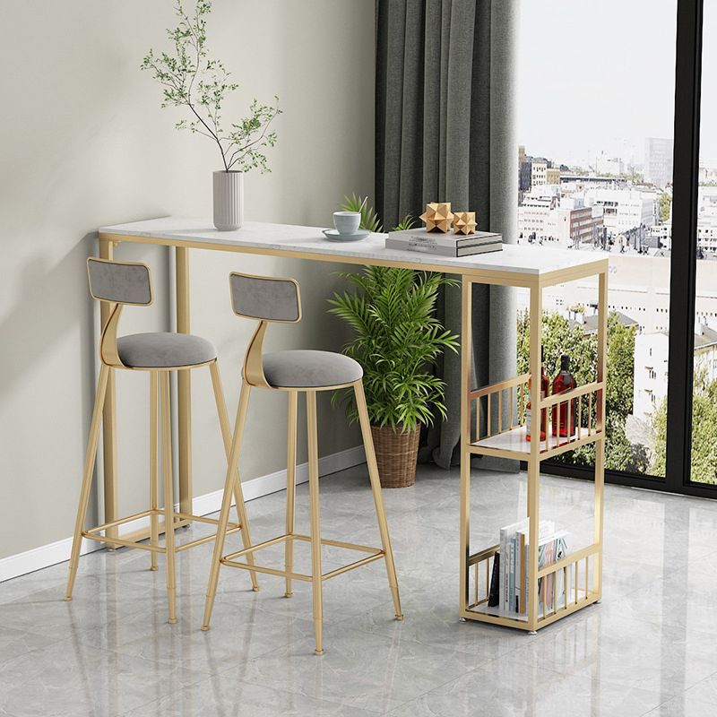 Stone Top Bar Dining Table Industrial Rectangle Bar Dining Table with Sled Base Clearhalo 'Bar Furniture' 'Bar Tables' 'bar_tables' 'furn' 'furn_bar_tables' 'Furniture' 'furniture_bar_tables' 'Kitchen & Dining Furniture' 1200x1200_5b0112ce-d0f4-4821-aa30-7da509f72cce