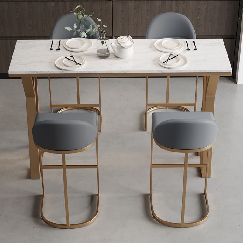 Bar-Esstisch aus Stein, moderner rechteckiger Bartisch mit 4-beinigem Sockel für das Esszimmer